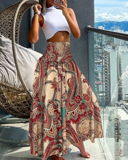 Women’s High Waist Floral Wrap Skirt – Cotton Side Tie Long Beach Bottom with Flower Print for Summer