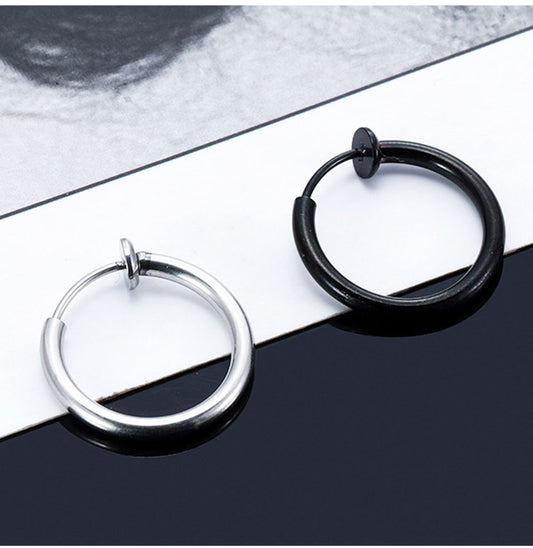 Men’s & Women’s Non-Piercing Hoop Earrings – Stainless Steel Clip-On Jewelry