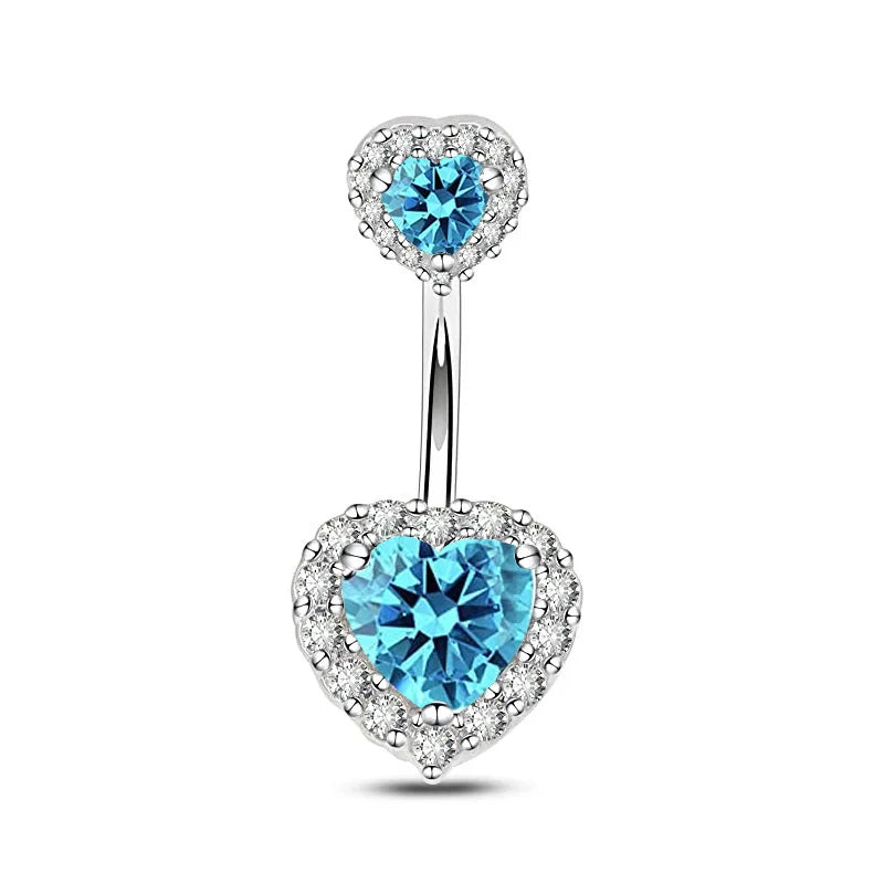 Women’s Blue Crystal Heart Belly Button – 1PC Stainless Steel Butterfly Navel Piercing Body Jewelry