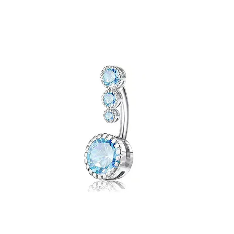 Women’s Blue Crystal Heart Belly Button – 1PC Stainless Steel Butterfly Navel Piercing Body Jewelry