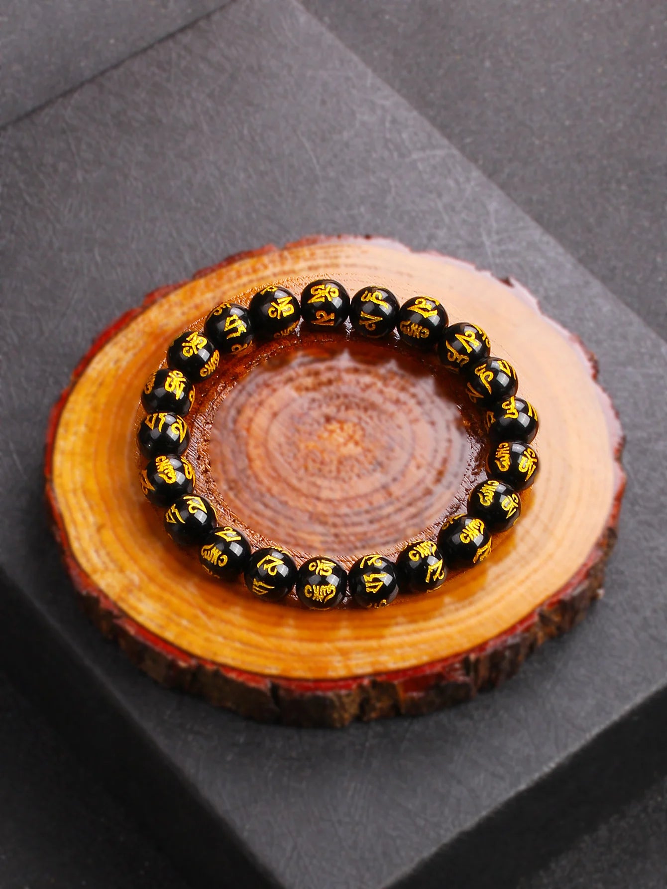 Men’s Black Obsidian Bead Bracelet – Spiritual Protection & Wealth Energy Healing Jewelry
