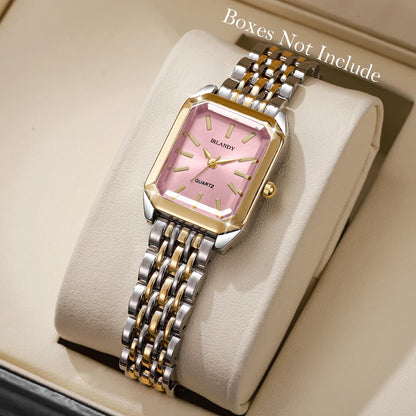 Women’s Rectangle Dial Quartz Watch | Minimal | Steel Strap | Gift