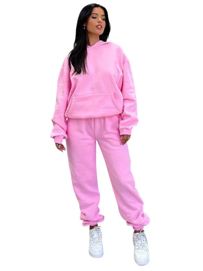 Women’s Autumn Winter Fleece Tracksuit Set – 2 Piece Casual Outfit