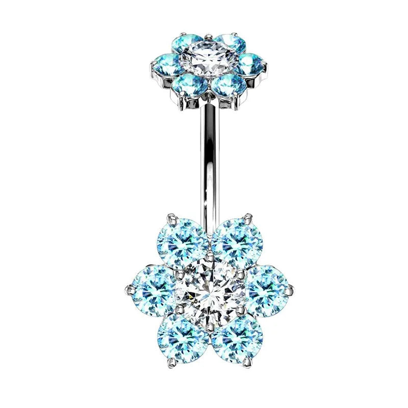 Women’s Blue Crystal Heart Belly Button – 1PC Stainless Steel Butterfly Navel Piercing Body Jewelry