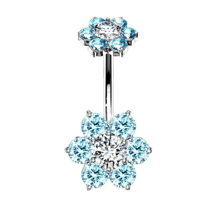 Women’s Blue Crystal Heart Belly Button – 1PC Stainless Steel Butterfly Navel Piercing Body Jewelry