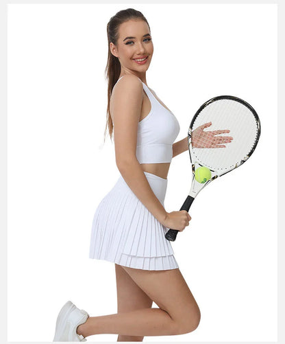Women’s Double Layer Pleated Running Skirt Bottom – Fitness Yoga Tennis Skort Summer Activewear