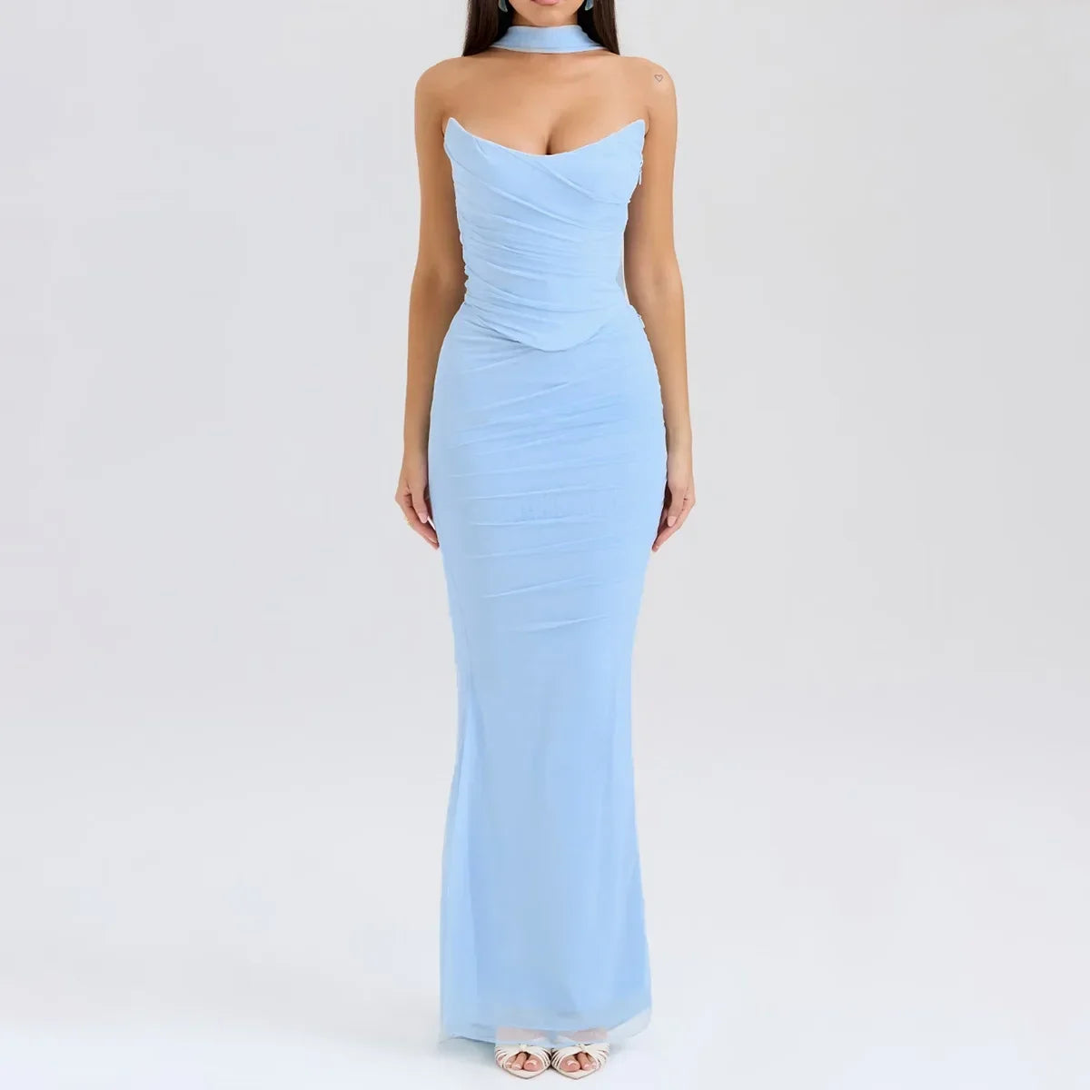 Women’s Elegant Maxi Dress with Scarf