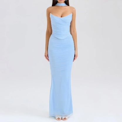 Women’s Elegant Maxi Dress with Scarf