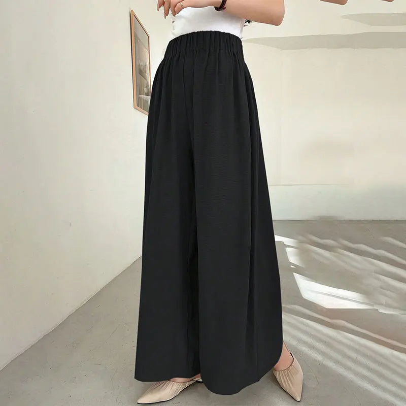 Women’s Slim Knit Bottom – Black Streetwear Casual Pants, Elegant Versatile Trousers for Summer Fashion