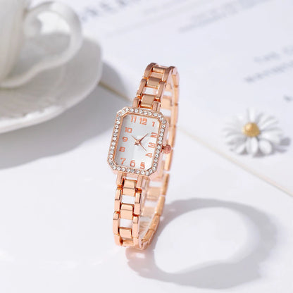 Women’s Square Digital Quartz Watch | Diamond Look | Gold Tone