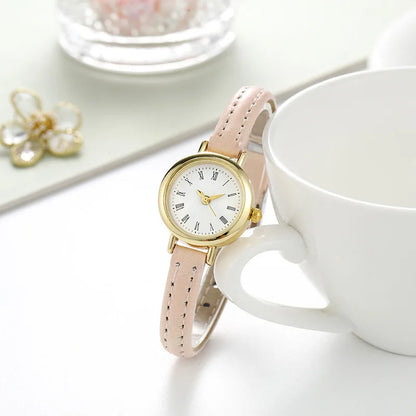 Women’s Retro Small Dial Watch – Thin Leather Strap Classic Wristwatch