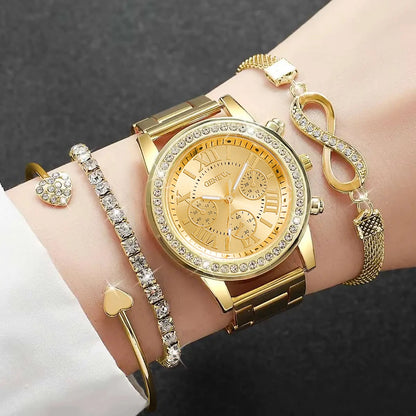 Women’s Watch Jewelry Set | Rhinestone | Steel Band | Quartz