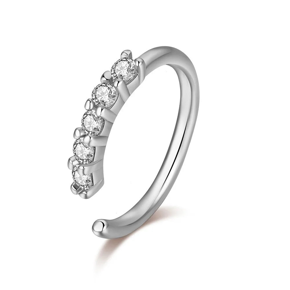 Women’s Single-Row Zircon Nose – Elegant Fake Piercing with Mini Crystals