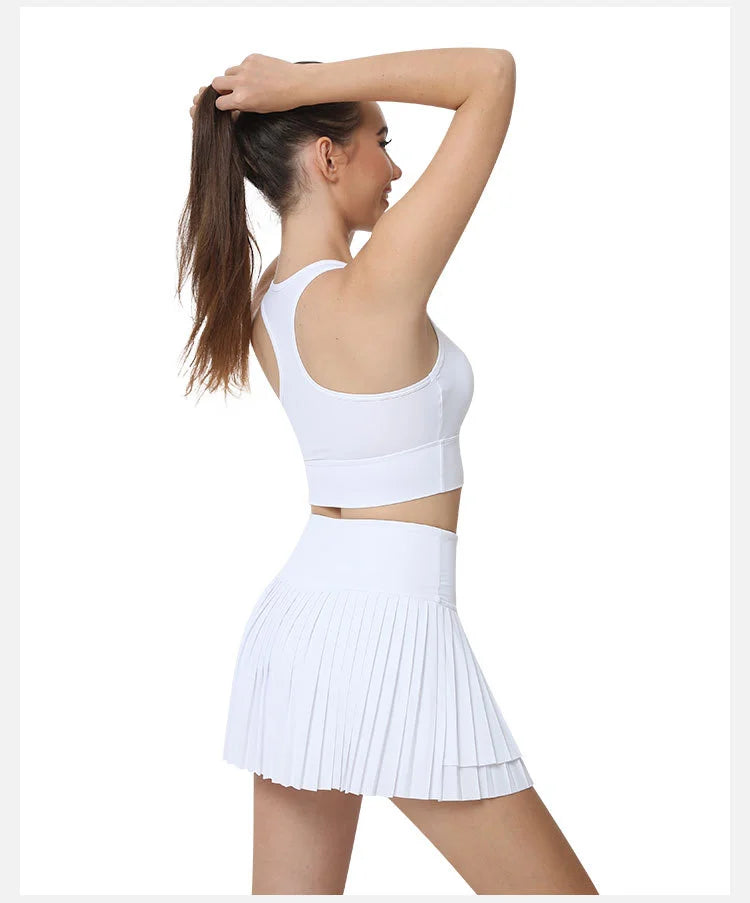 Women’s Double Layer Pleated Running Skirt Bottom – Fitness Yoga Tennis Skort Summer Activewear