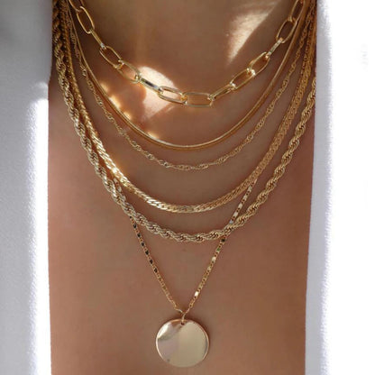 Women’s Jewelry Boho Layered Crystal Pendant Necklace | Vintage | Gold Tone | Trendy