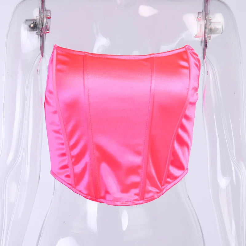 Women’s Sleeveless Off-Shoulder Corset Bustier Crop Top