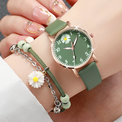 Women’s Watch Jewelry Set | Arabic Dial | Leather Strap | Quartz