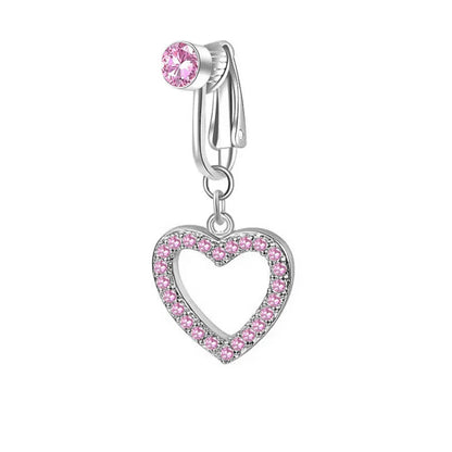 Women’s Clip-On Belly Button – Butterfly Zircon Pink Fake Navel Piercing Jewelry