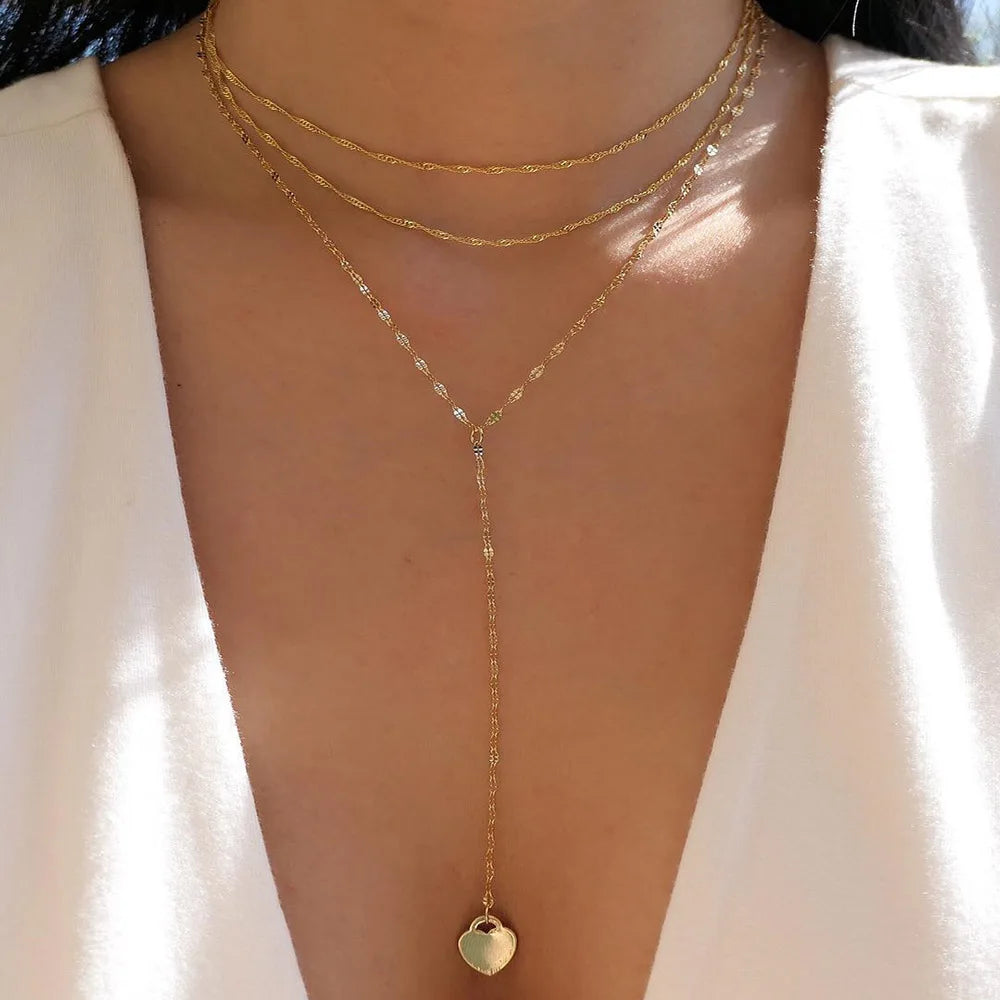 Women’s Jewelry Layered Disc Pendant Necklace | Vintage | Gold Tone | Trendy