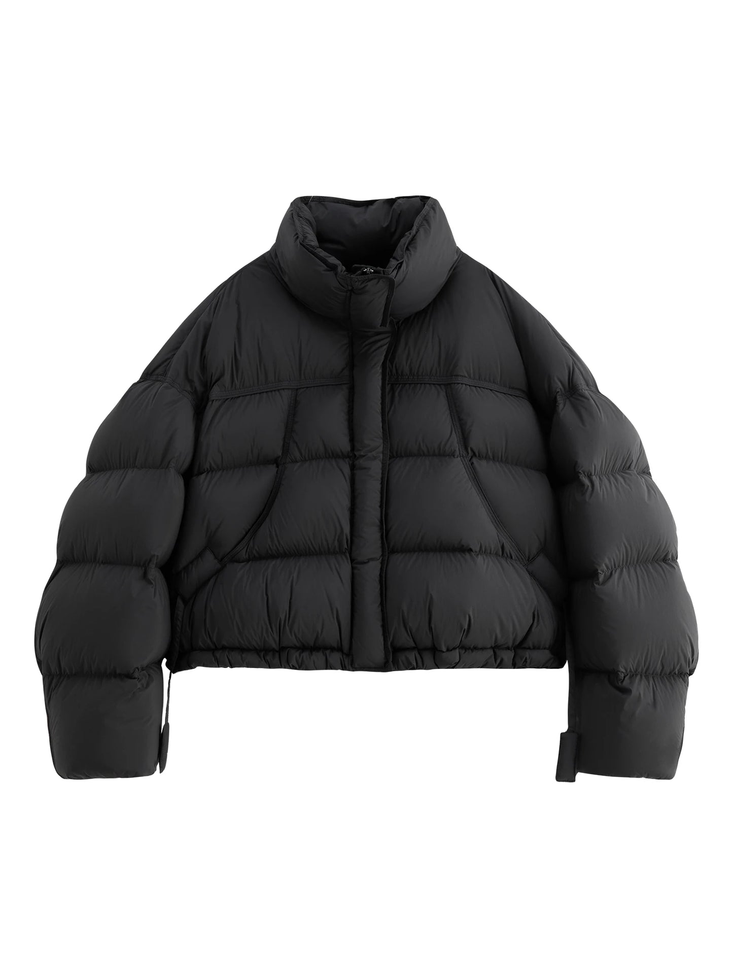 Women’s Short Puffer Outerwear – Glossy Stand Collar Jacket