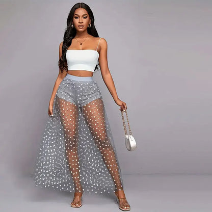 Women’s Elegant Lace Maxi Skirt Bottom – Sexy See-Through Black High Waist Party Skirt