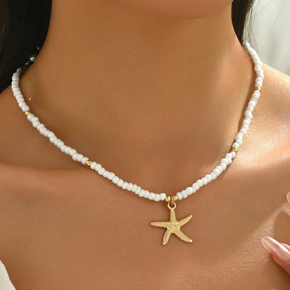 Women’s Jewelry Seashell Beaded Choker Necklace | Ocean Inspired | Holiday | Daily