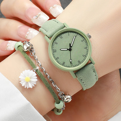 Women’s Watch Jewelry Set | Arabic Dial | Leather Strap | Quartz