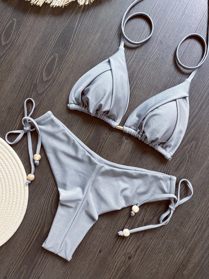 Women’s Triangle Swimwear Brazilian Bikini with Chain
