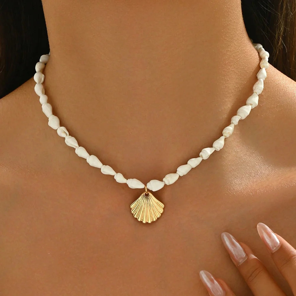 Women’s Jewelry Seashell Beaded Choker Necklace | Ocean Inspired | Holiday | Daily