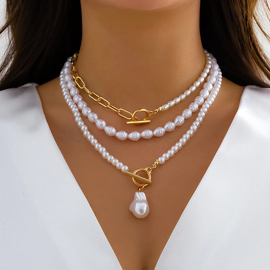Women’s Jewelry Pearl Heart OT Buckle Necklace | Bridal | Vintage | Wedding