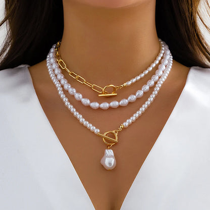 Women’s Jewelry Pearl Heart OT Buckle Necklace | Bridal | Vintage | Wedding