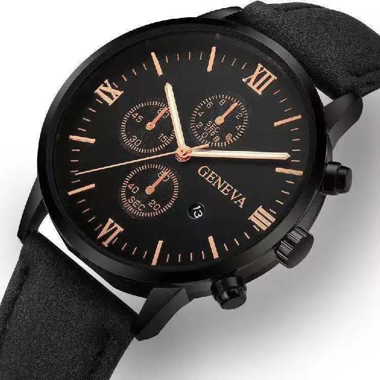 Men’s Luxury Quartz Sport Watch – Leather Strap Analog Wristwatch with Date