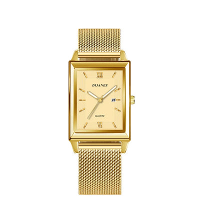 Men’s Luxury Rectangle Quartz Watch – Stainless Steel Business Casual Wristwatch