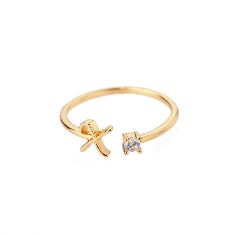 Women’s Adjustable Initial Letter Ring – Stainless Steel A–Z Alphabet Personalized Jewelry