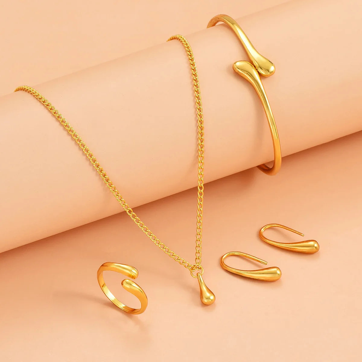 Women’s 925 Sterling Silver Water Droplet Jewelry Set – Elegant Earrings, Ring & Bracelet