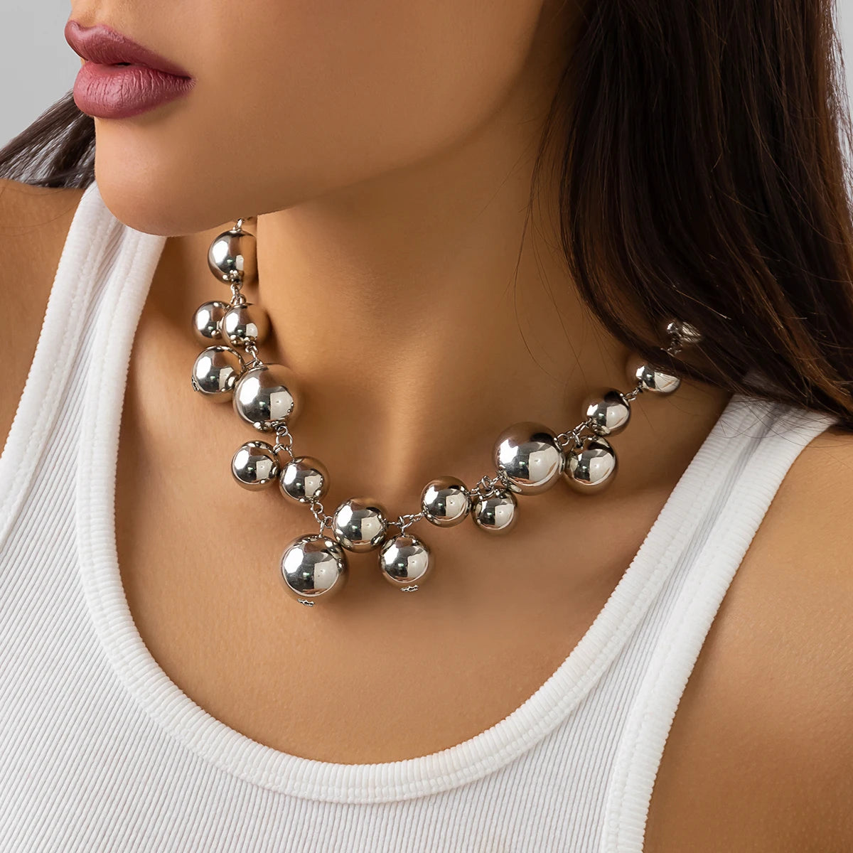 Women’s Jewelry Chunky Big Ball Bead Choker Necklace | Vintage | Grunge | Steampunk