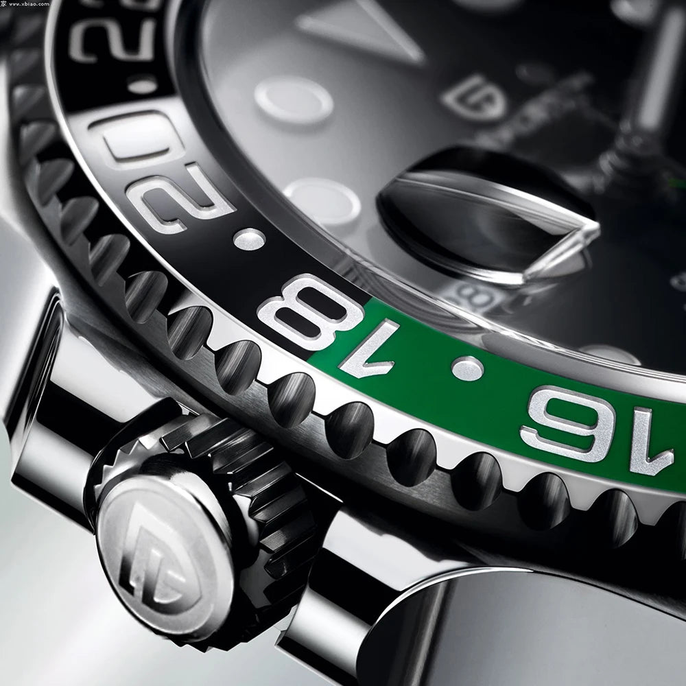 Men’s Luxury GMT Automatic Watch – Sapphire Mechanical 40MM Stainless Steel Waterproof Wristwatch