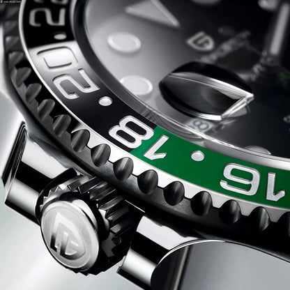 Men’s Luxury GMT Automatic Watch – Sapphire Mechanical 40MM Stainless Steel Waterproof Wristwatch