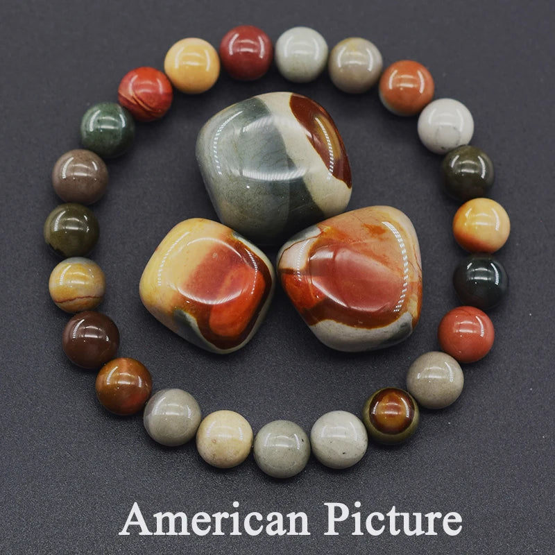 Women’s Natural Moss Agate Bead Bracelet – Healing Energy Stone Jewelry