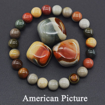 Women’s Natural Moss Agate Bead Bracelet – Healing Energy Stone Jewelry