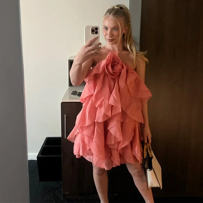 Women’s Ruffled Maxi Dress – Backless Sleeveless Slim Fit Summer Beach & Party Dress
