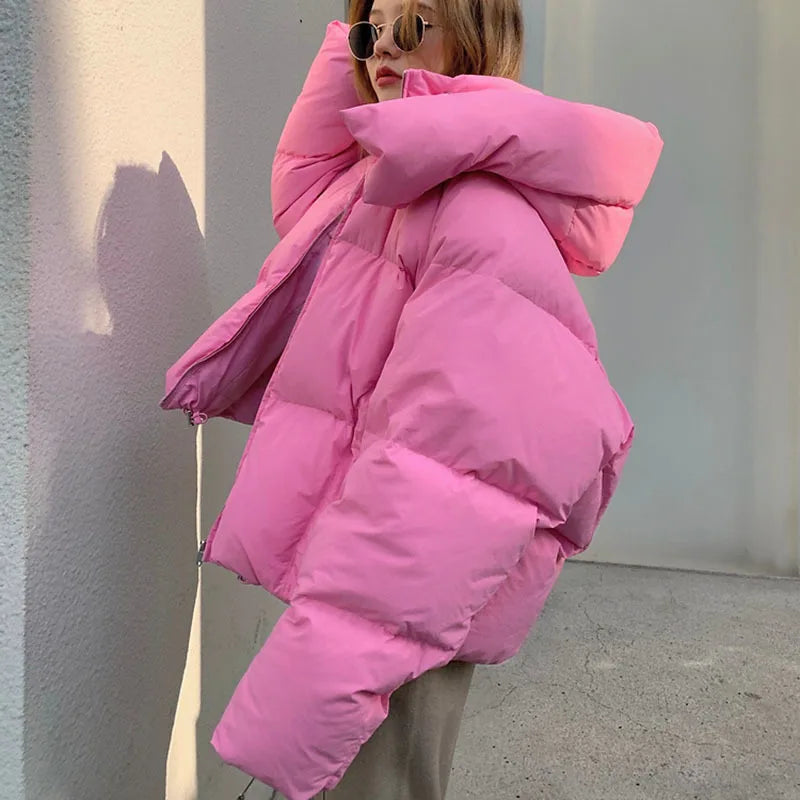 Women’s Oversized Puffer Jacket Outerwear – Short Hooded Jacket