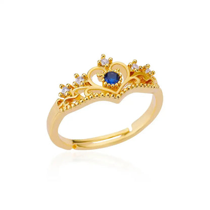 Women’s Gold Stainless Steel Heart Ring – Adjustable Imitation Open Band