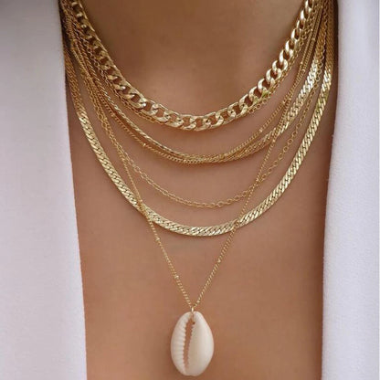 Women’s Jewelry Boho Layered Crystal Pendant Necklace | Vintage | Gold Tone | Trendy