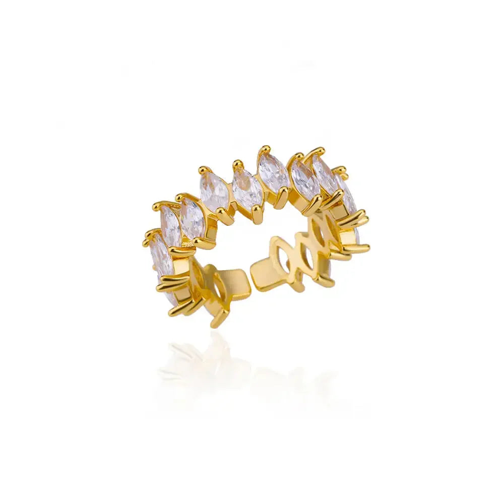 Women’s Gold Stainless Steel Heart Ring – Adjustable Imitation Open Band