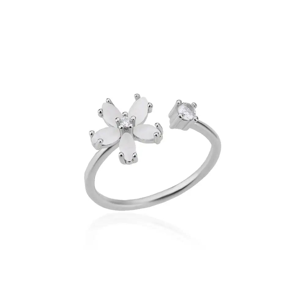 Women’s Jewelry Opal Flower Open Ring | Floral | Aesthetic | Wedding