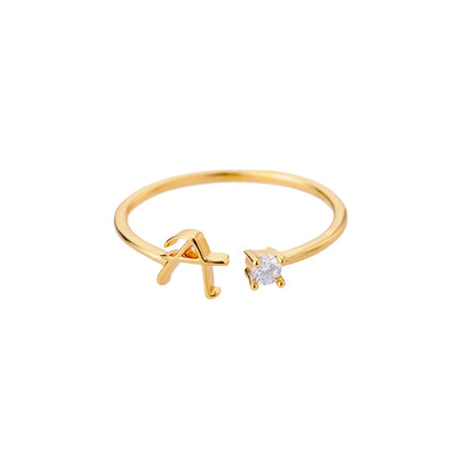 Women’s Adjustable Initial Letter Ring – Stainless Steel A–Z Alphabet Personalized Jewelry