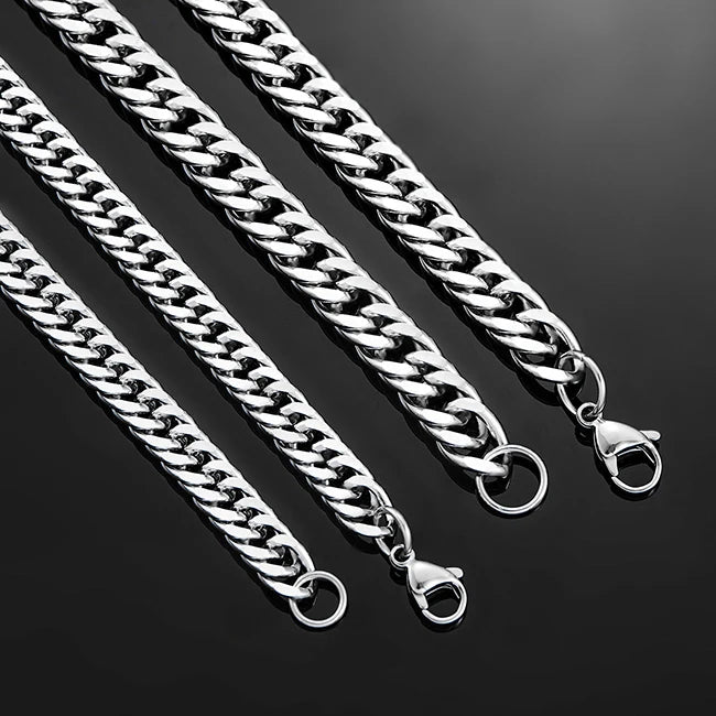 Men’s Cuban Link Chain Necklace – Stainless Steel Chunky Curb Jewelry