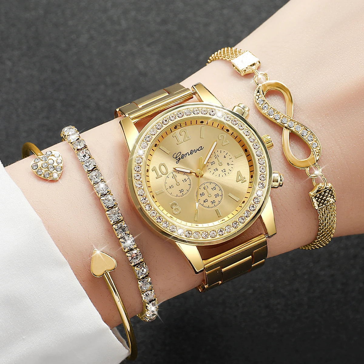 Women’s Watch Jewelry Set | Rhinestone | Steel Band | Quartz