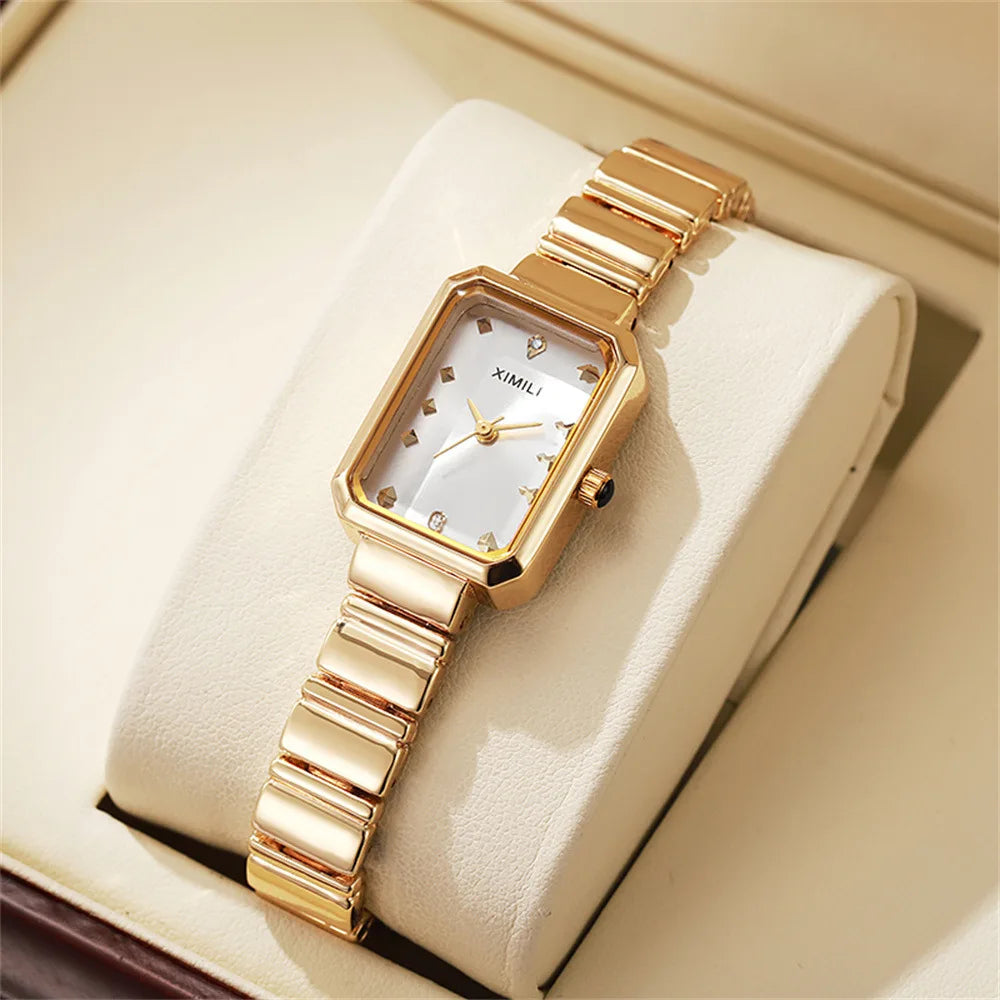 Women’s Stainless Steel Quartz Watch – Elegant Light Luxury Business Wristwatch